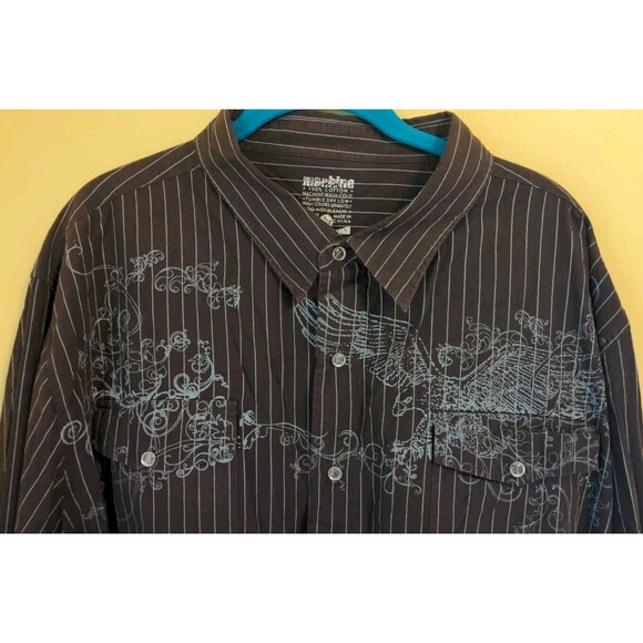 Machine Men's Clear Pearl Snap Western Shirt Brown Graphic Print L/S Sz. XXL - Picture 4 of 8